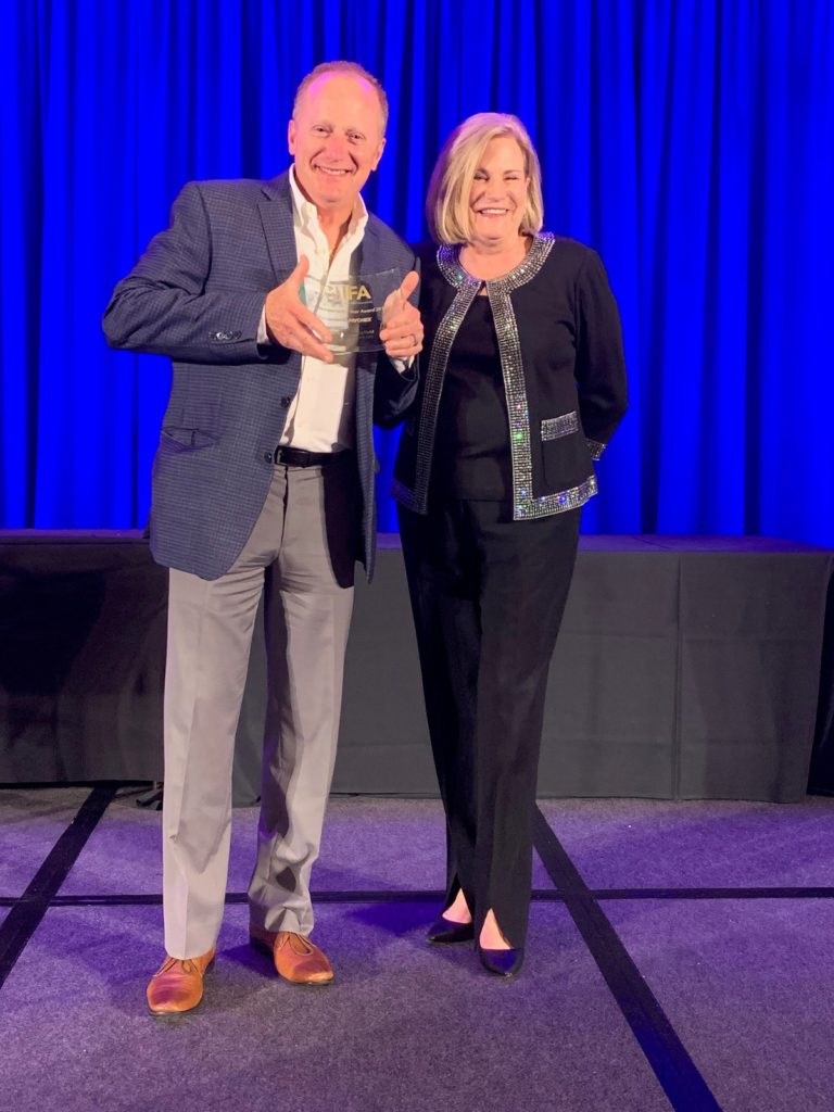 Mitch Cove and Linda Chadwick at the 2019 IFA ceremony where Mitch was named Franchisee of the Year.